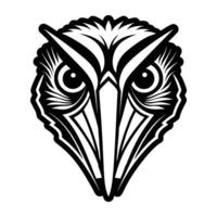 An owl head with a black and white design vector