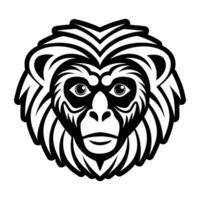 A black and white image of a monkey head vector