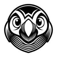 A black and white image of a parrot head vector
