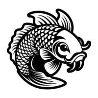 A black and white illustration of a fish vector