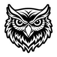 An owl head with a black and white design vector