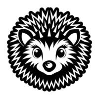 A black and white hedgehog head with spikes on it vector