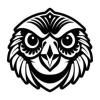 An owl head with a black and white design vector