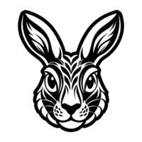 A black and white rabbit head on a white background vector