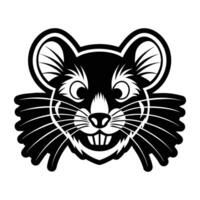 A black and white rat head with a big smile vector