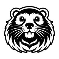 A black and white image of a beaver head vector