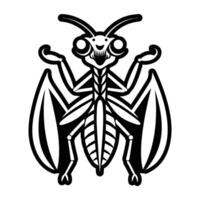 A black and white drawing of a bug with wings vector
