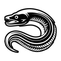 An eel is shown in a black and white style vector