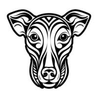 A dog head with tribal patterns on it vector