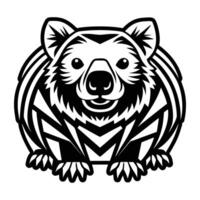 A black and white bear with geometric patterns on it vector