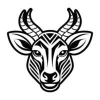 A black and white image of a goat head vector