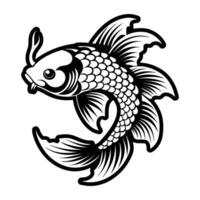 A black and white drawing of a fish vector