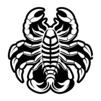 A scorpion is shown in a black and white design vector