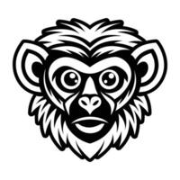 A monkey head with a black and white outline vector