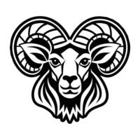 A ram head with horns and a black and white design vector