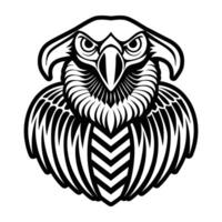 The head of an eagle is shown in a black and white style vector