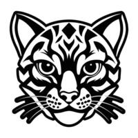 A cat head with tribal patterns on it vector
