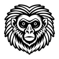 A monkey head with a long beard and a long hair vector
