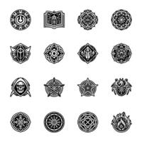 Set of Glyph Style Esoteric Symbol Icons vector