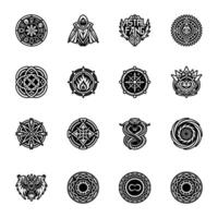 Bundle of Glyph Style Mystical Symbols vector