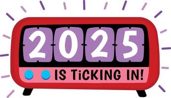A flat sticker of a new year countdown with 2025 is ticking in typography vector