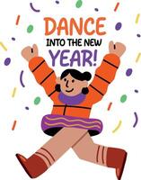 A flat sticker of a happy character doing new year dance vector