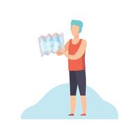 Young Man Standing and Pointing at Location Map Illustration vector