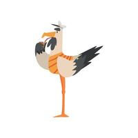 Seagull Sailor Smoking Pipe, Funny Bird Cartoon Character with Beard Wearing Captain Cap Illustration vector
