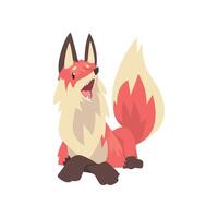 Cute Lying Red Fox Character, Front View Cartoon Illustration vector