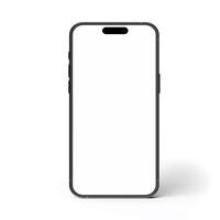 Black smartphone mockup template with blank screen on white background photo