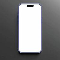 Ultramarine smartphone mockup template with blank screen on pink background photo