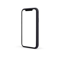 Black smartphone mockup template with blank screen on white background photo