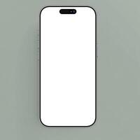 White titanium smartphone mockup template with blank screen on green background photo