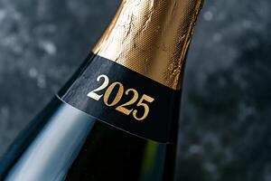 A bottle of champagne with the number 2020 on it photo