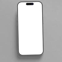 White titanium smartphone mockup template with blank screen on gray background photo