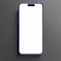 Ultramarine smartphone mockup template with blank screen on pink background photo