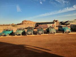 AlUla, Saudi Arabia, 29 Nov 2024 - Beautiful view of transport to take tourists from different countries of the world to different archaeological sites in AlUla, Madain Saleh. photo