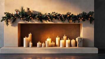 Artistic holiday fireplace with abstract shapes, shadows, and minimal decor, creating an expressive, atmospheric, and contemplative holiday scene. Holiday fireplace video