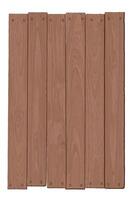Blank signboard isolated mocha mousse tone made from cut timber panels and held together with brass rivets graphic illustrated. Nameplate wooden texture pattern object. vector