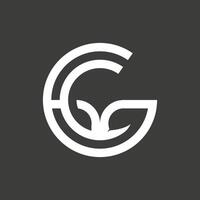 Modern Circle Logo Featuring Minimalist Leaf Design on Black Background vector