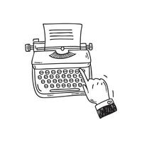 Finger near button on typewriter vector