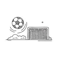 Football spinning toward open goal net vector