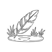 Feather drifting in forest clearing vector