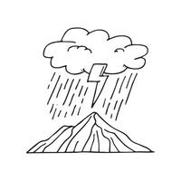 Lightning flashing in stormy mountain sky vector
