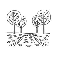 Forest path covered in fallen leaves vector