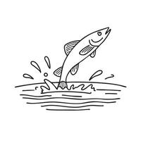 Fish jumping out of river ripples vector