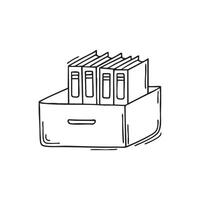 Files arranged in half-open drawer vector