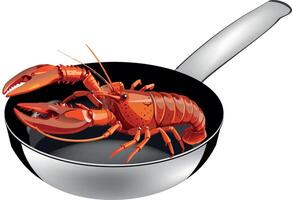 Lobster in a frying pan vector