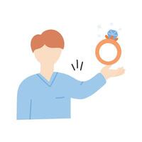 A person holding a ring, symbolizing a marriage proposal or commitment vector
