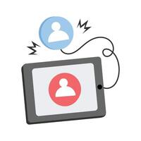 Person on a call screen, symbolizing digital communication vector